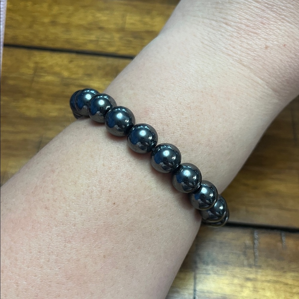 Hematite Beaded Stretch Bracelet Size 7